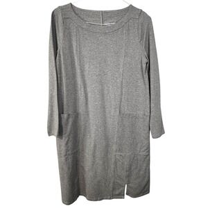 Soft Surroundings Gray Long Sleeve Knit Tunic Dress Pockets Small